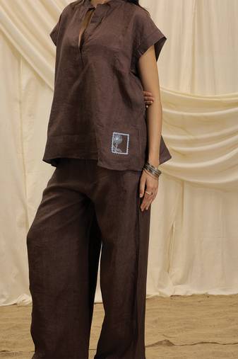 Brown linen lounge trouser