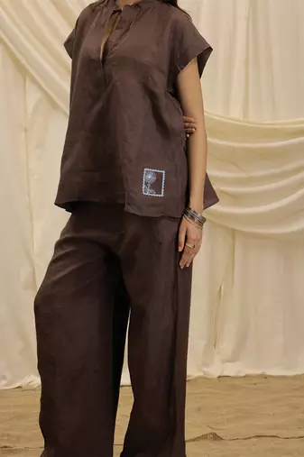 Brown linen lounge trouser