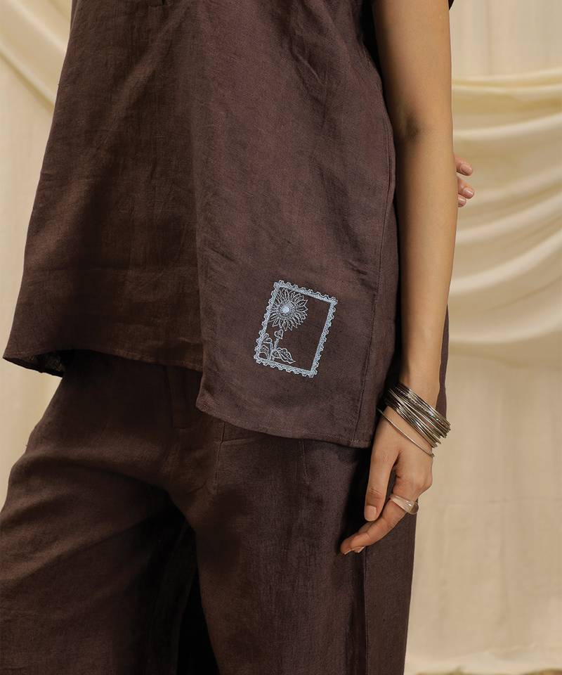 Brown linen lounge trouser