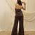 Brown linen wide leg trouser