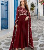 maroon faux georgette readymade anarkali suit with Sequin & embroidery work