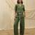 Olive green linen wide leg trouser