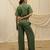 Olive green linen wide leg trouser