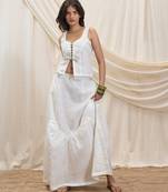 White linen paneled skirt