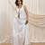 White linen paneled skirt