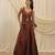 Maroon linen paneled skirt