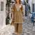 mustard&grey tissue readymade suit with mirror & embroidery work