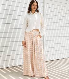 Ivory printed cotton trouser
