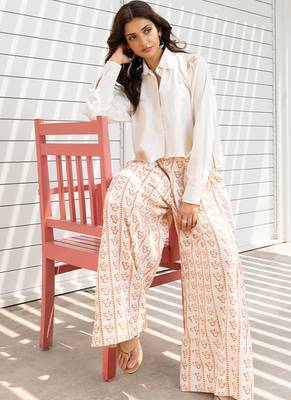 Ivory printed cotton trouser 4