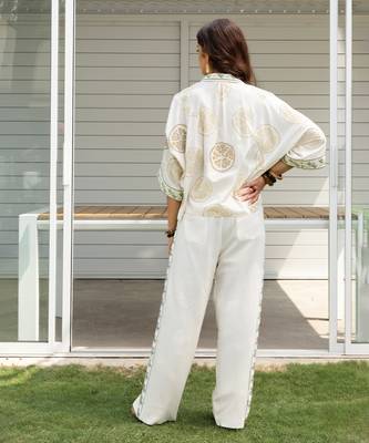 White embroidered cotton trouser 2
