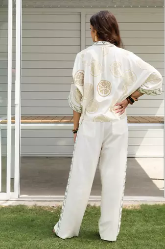 White embroidered cotton trouser