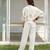 White embroidered cotton trouser