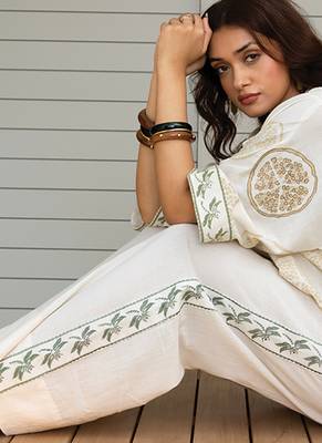 White embroidered cotton trouser 3