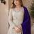violet&beige silk blend readymade anarkali suit with mirror & embroidery work