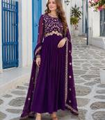 violet faux georgette readymade anarkali suit with Sequin & embroidery work