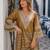 mustard&grey tissue readymade suit with mirror & embroidery work