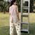 Cream butterfly printed cotton trouser