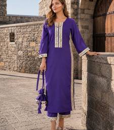 violet crepe readymade suit with real mirror & embroidery work