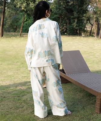 Cream floral printed cotton trouser 3