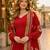 maroon faux georgette readymade anarkali suit with embroidery & zari work