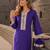 violet crepe readymade suit with real mirror & embroidery work