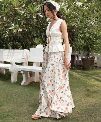 Ivory printed cotton maxi skirt 3