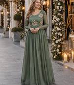 pista silk blend readymade anarkali suit with embroidery & zari Sequin work