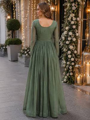 pista silk blend readymade anarkali suit with embroidery & zari Sequin work 2