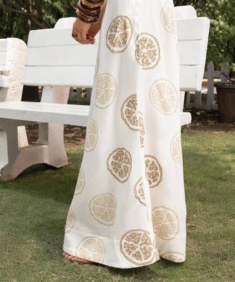 Ivory printed cotton maxi skirt 3