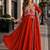 orange georgette readymade anarkali suit with beads & embroidery work