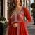 orange georgette readymade anarkali suit with beads & embroidery work