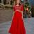 red faux georgette readymade anarkali suit with embroidery & zari work