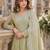 green silk blend readymade anarkali suit with embroidery & zari Sequin work