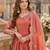 peach silk blend readymade anarkali suit with embroidery & zari Sequin work