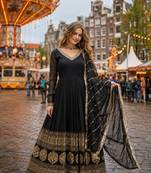 black faux georgette readymade anarkali suit with embroidery & Sequin work