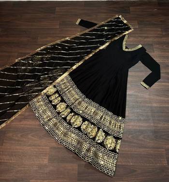 black faux georgette readymade anarkali suit with embroidery & Sequin work 3