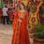 orange silk blend readymade anarkali suit with embroidery & zari Sequin work