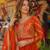 orange silk blend readymade anarkali suit with embroidery & zari Sequin work