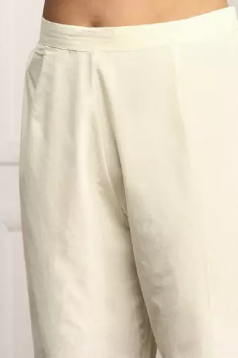 Ishin off- white hand painted floral embellished kurta with pants and dupatta
