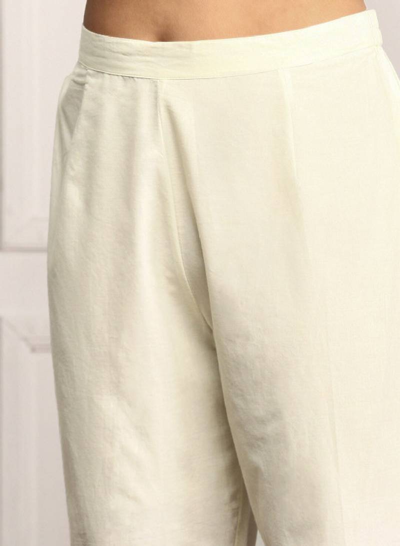 Ishin off- white hand painted floral embellished kurta with pants and dupatta