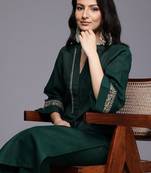Ethnic motifs embroidered thread work republic day kurta with trousers