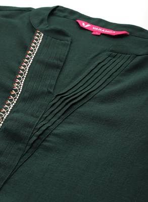 Ethnic motifs embroidered thread work republic day kurta with trousers 2