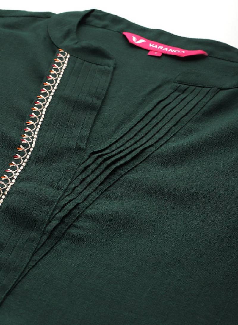Ethnic motifs embroidered thread work republic day kurta with trousers