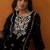 Black floral embroidered notch neck straight kurta