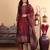 Floral printed sequinned chanderi silk straight kurta with trousers & dupatta