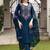 Floral embroidered v-neck straight kurta with trousers & dupatta