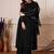 Women's black georgette foil printed anarkali kurta with palazzo set