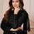 Women's black georgette foil printed anarkali kurta with palazzo set