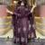 Floral printed round neck anarkali kurta with trousers & dupatta