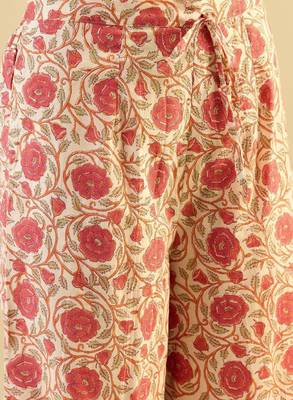 Ethnic motifs embroidered anarkali pure cotton kurta with palazzos & with dupatta 3